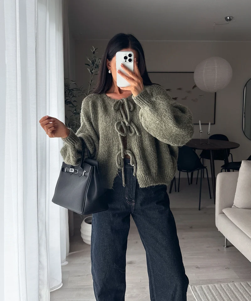 Cardigan Schleife Fia Khaki