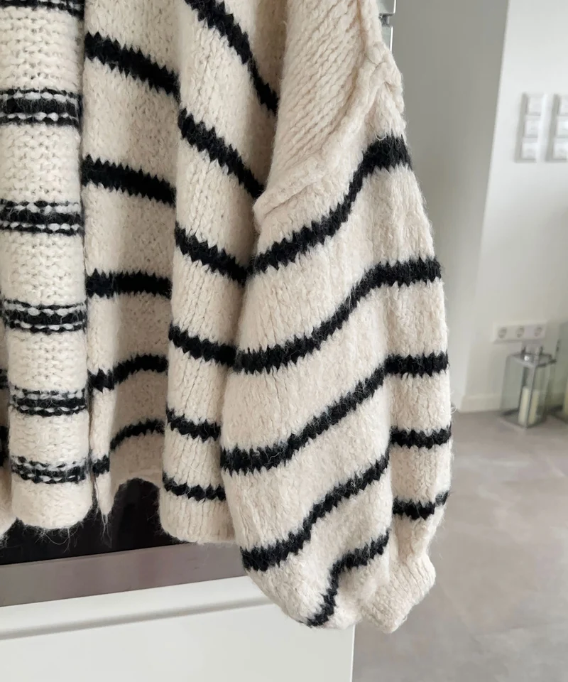 Cardigan Ray gestreift Weiß Schwarz