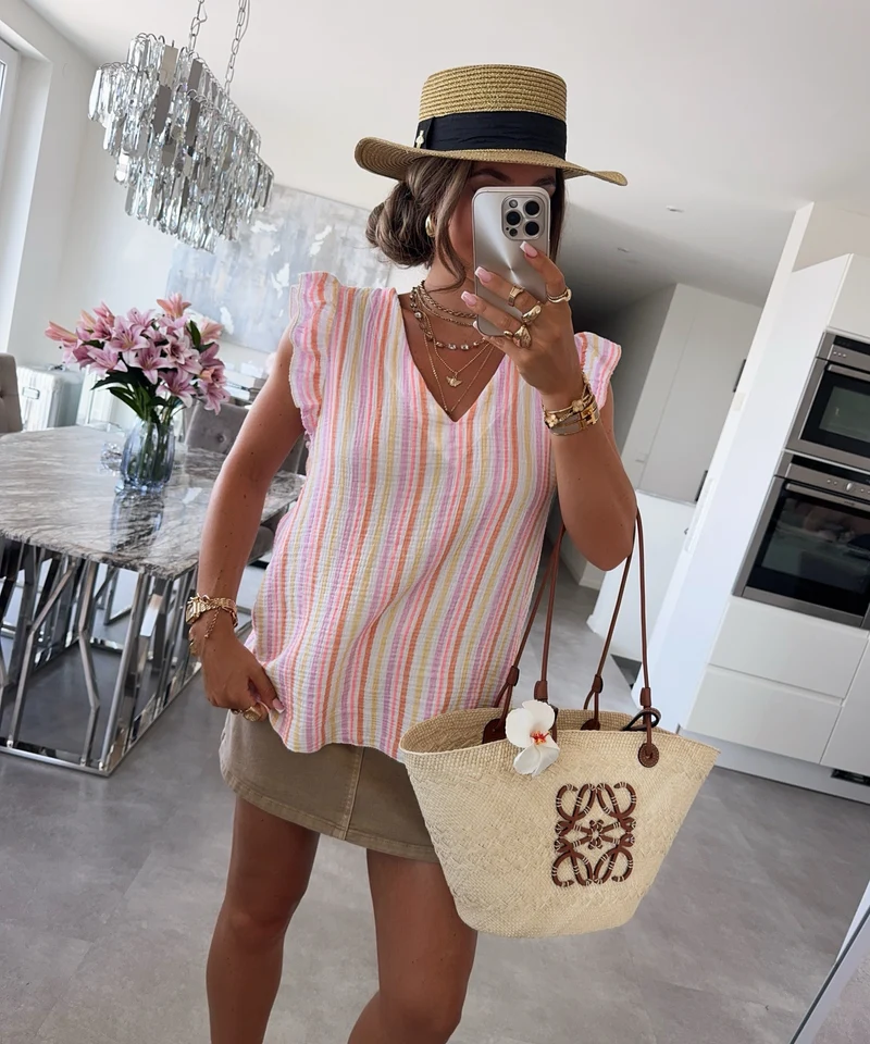 Musselin Top Lidia Streifen Bunt
