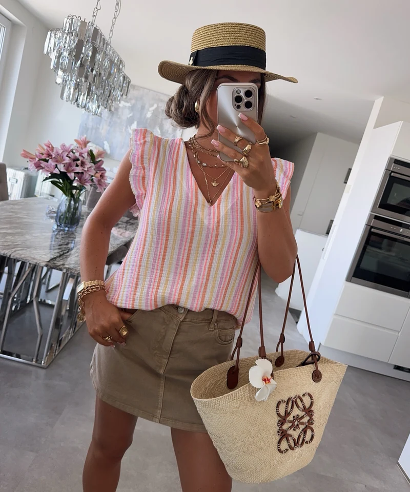 Musselin Top Lidia Streifen Bunt