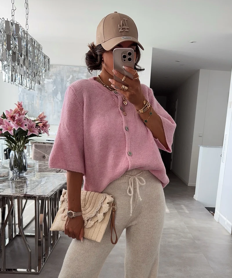 Kurzarm Strickjacke Jesse Rosa
