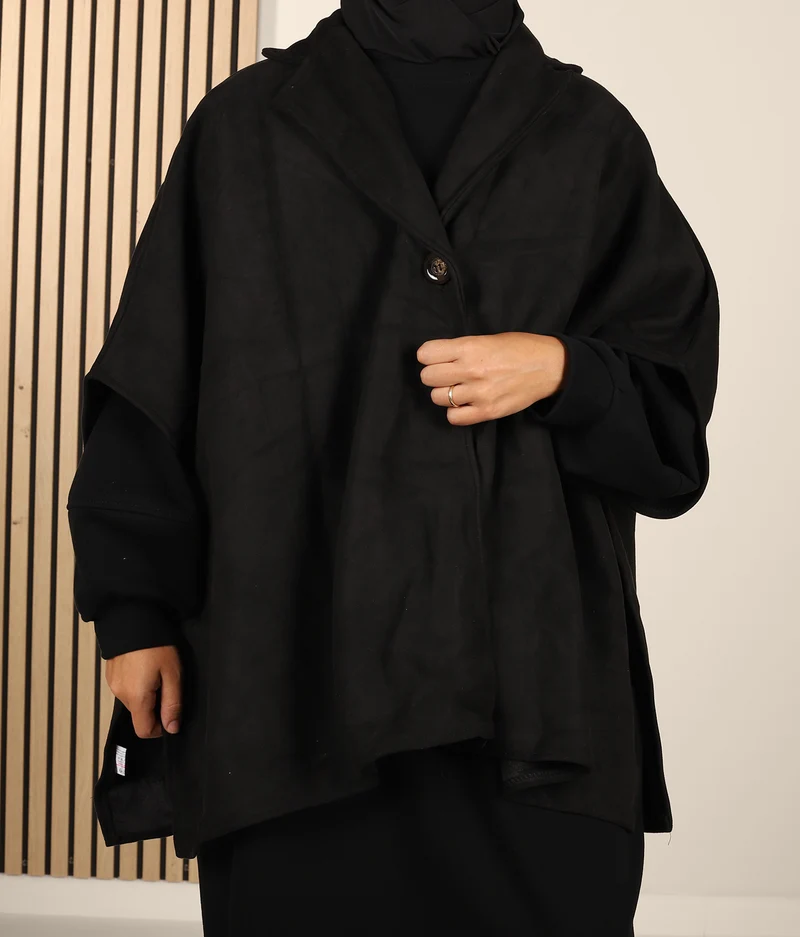 Poncho Wildleder BT - Schwarz