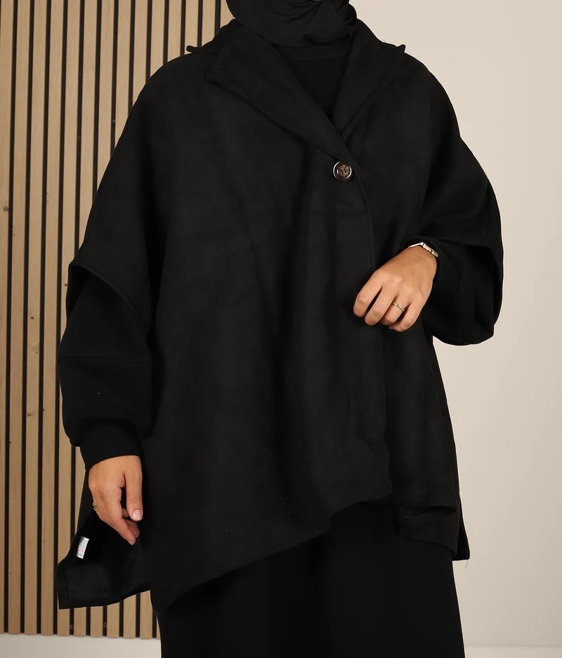 Poncho Wildleder BT - Schwarz