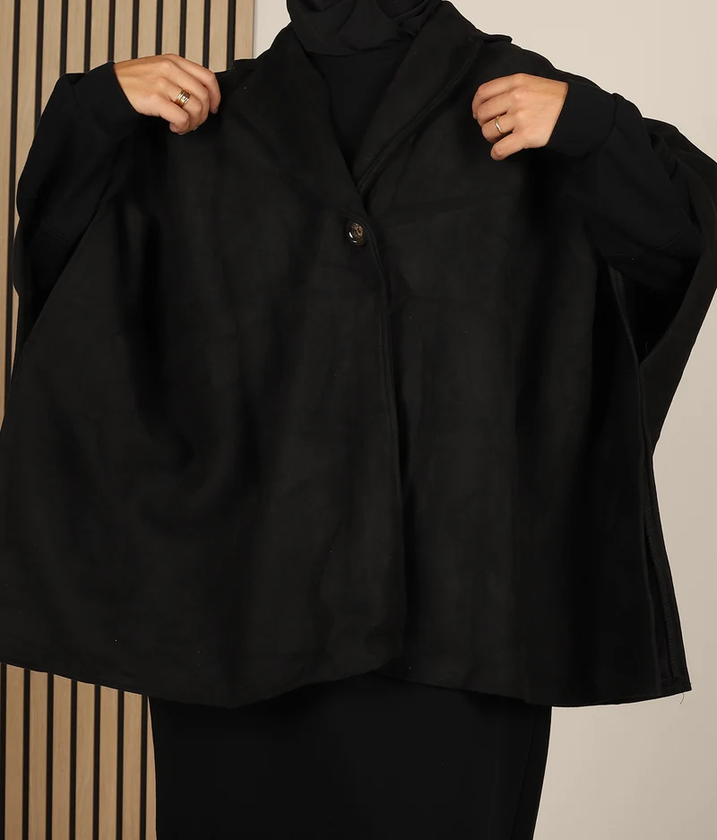 Poncho Wildleder BT - Schwarz
