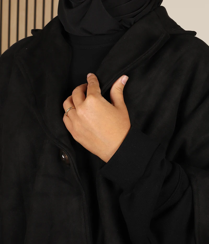 Poncho Wildleder BT - Schwarz