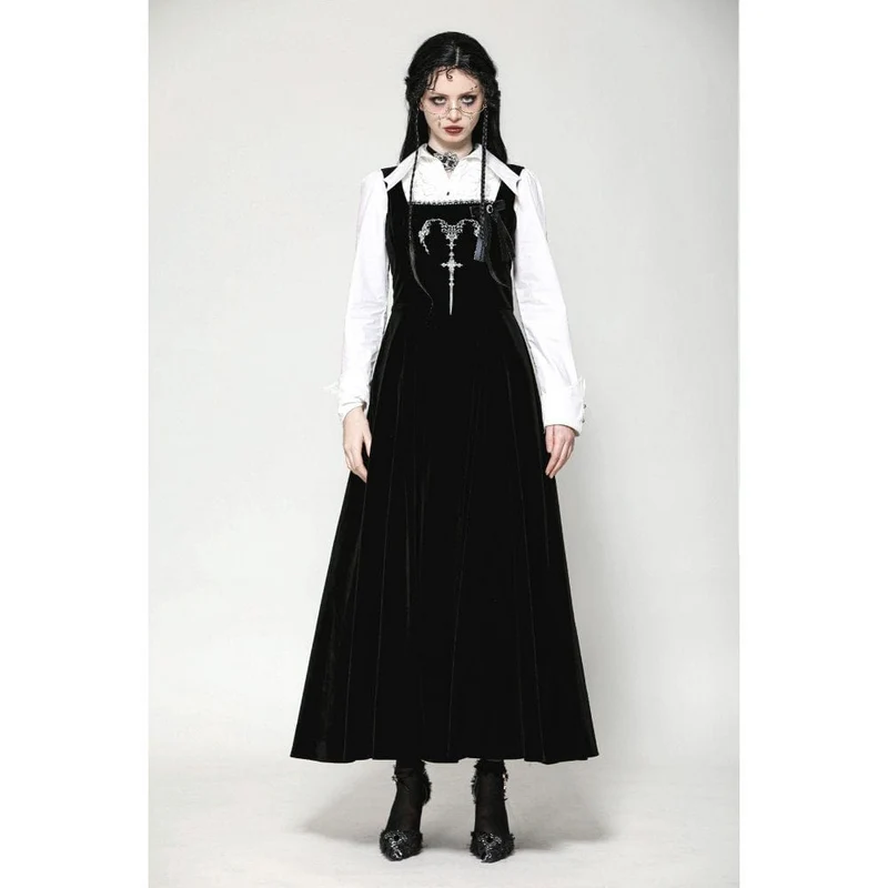Gothic-Unterkleid aus Samt mit Stickerei und Hörnern für Damen zum Schnüren