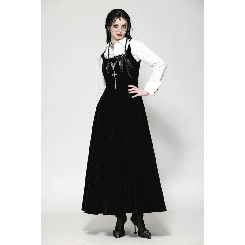 Gothic-Unterkleid aus Samt mit Stickerei und Hörnern für Damen zum Schnüren