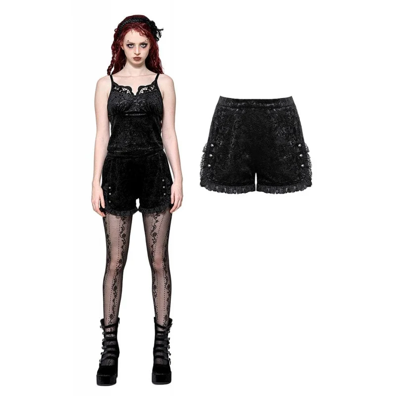 Damen-Shorts mit Punk-Rüschen und Spitzenprägung
