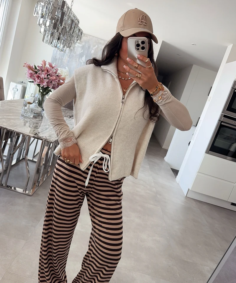 Kurzarm Strickjacke Belinda Beige