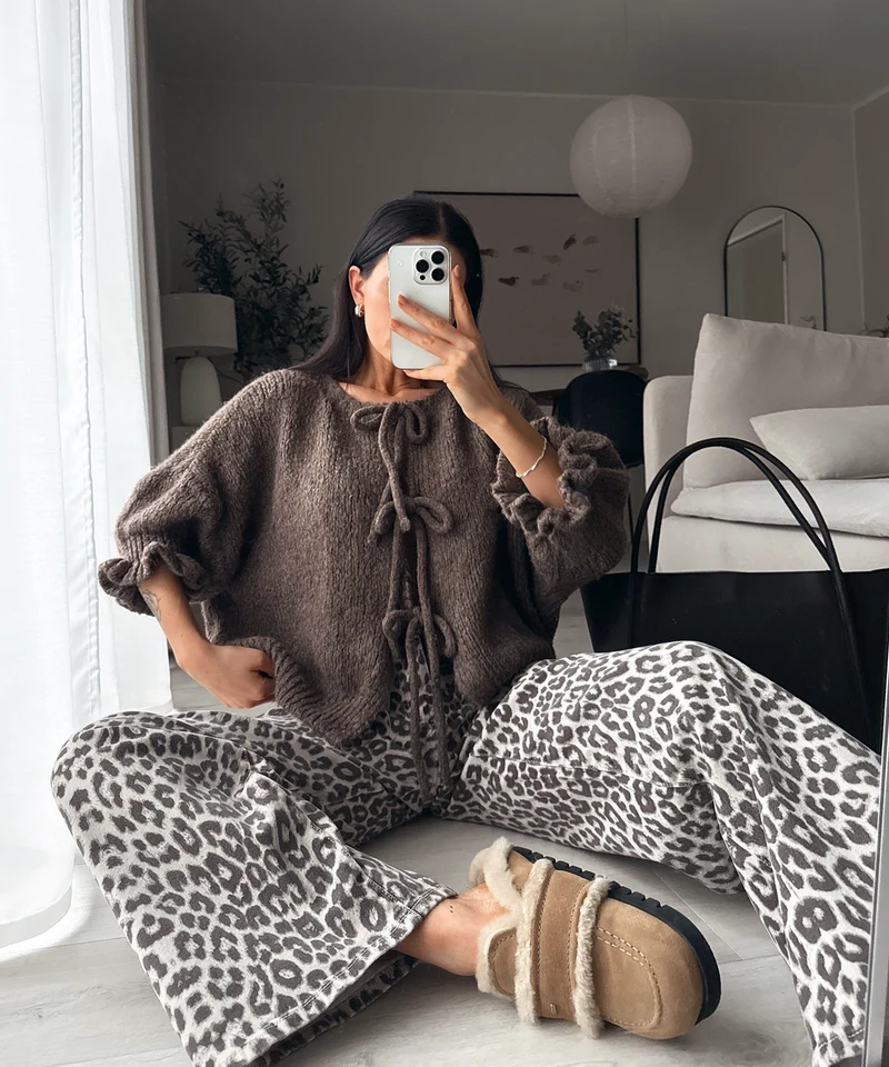 Cardigan Schleife Fia Dreiviertel Braun