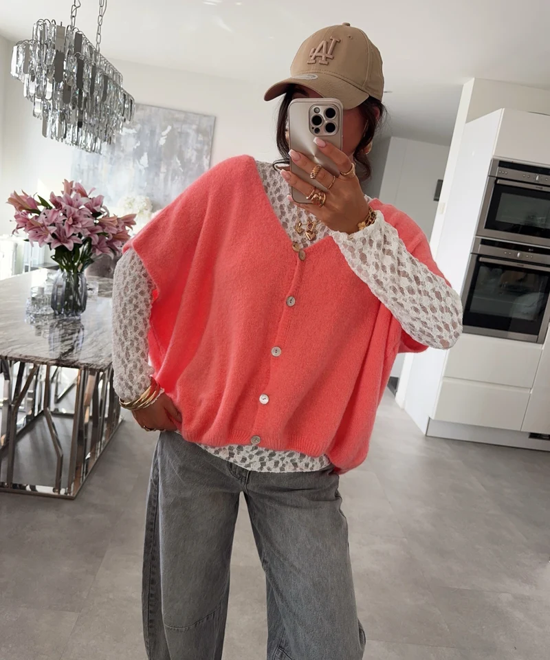 Kurzarm Cardigan Liz Peach