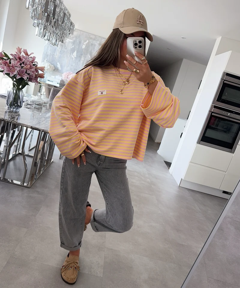 Langarmshirt Mixa Streifen Gelb