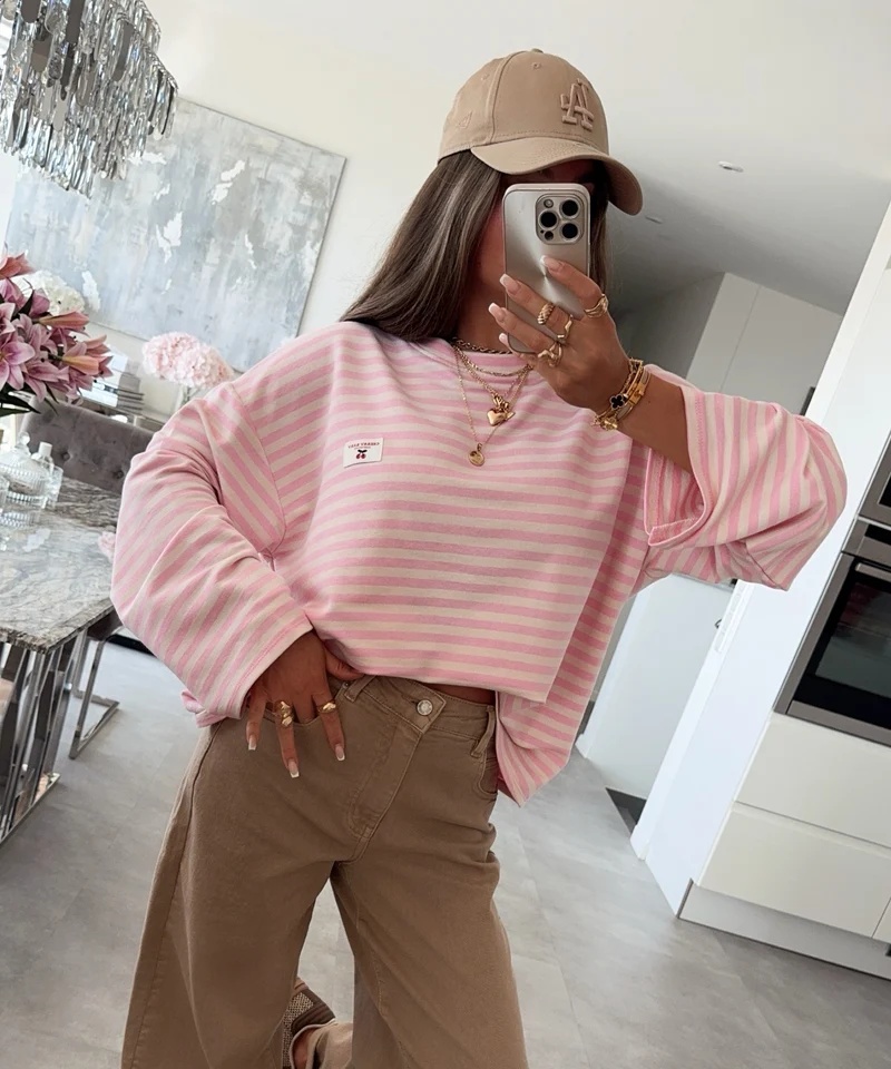 Langarmshirt Mixa Streifen Rosa