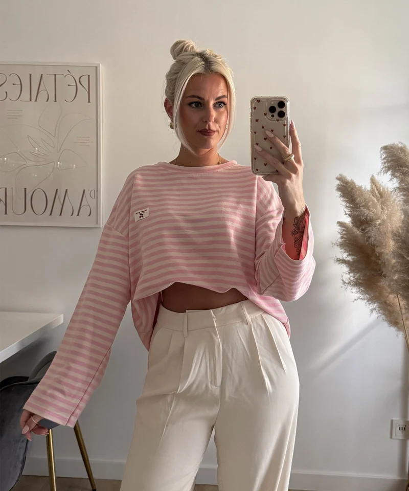 Langarmshirt Mixa Streifen Rosa