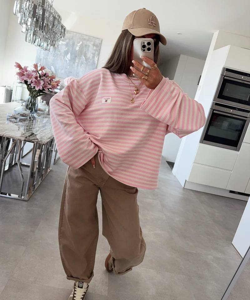 Langarmshirt Mixa Streifen Rosa