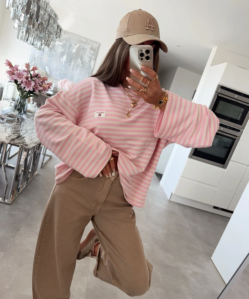 Langarmshirt Mixa Streifen Rosa