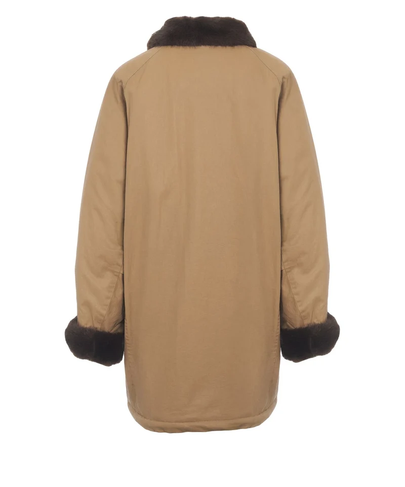 Cappotto con collo in pelliccia sintetica