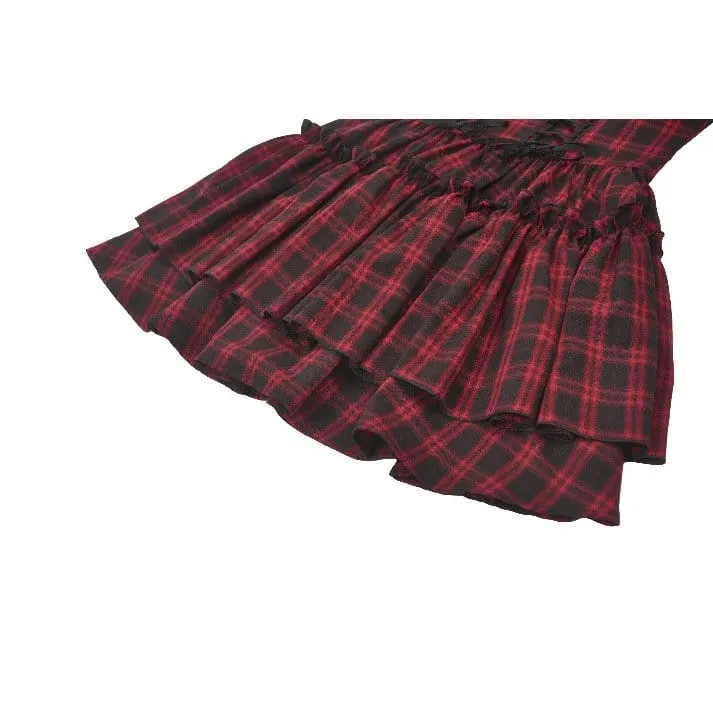 Grunge-Kleid mit Schnürung, Raffungen und Karomuster für Damen, Abschlusskleid