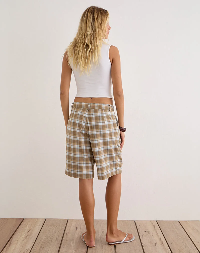 Ashara-Shorts im Tailoring-Karo-Muster, braun