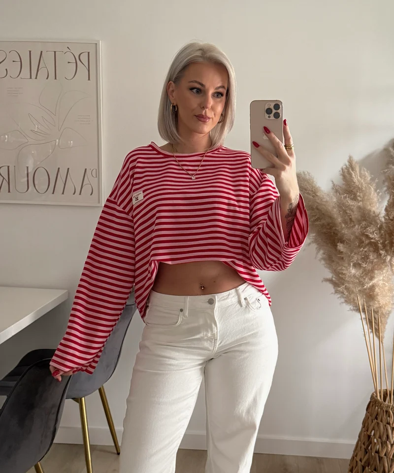 Langarmshirt Mixa Streifen Rot