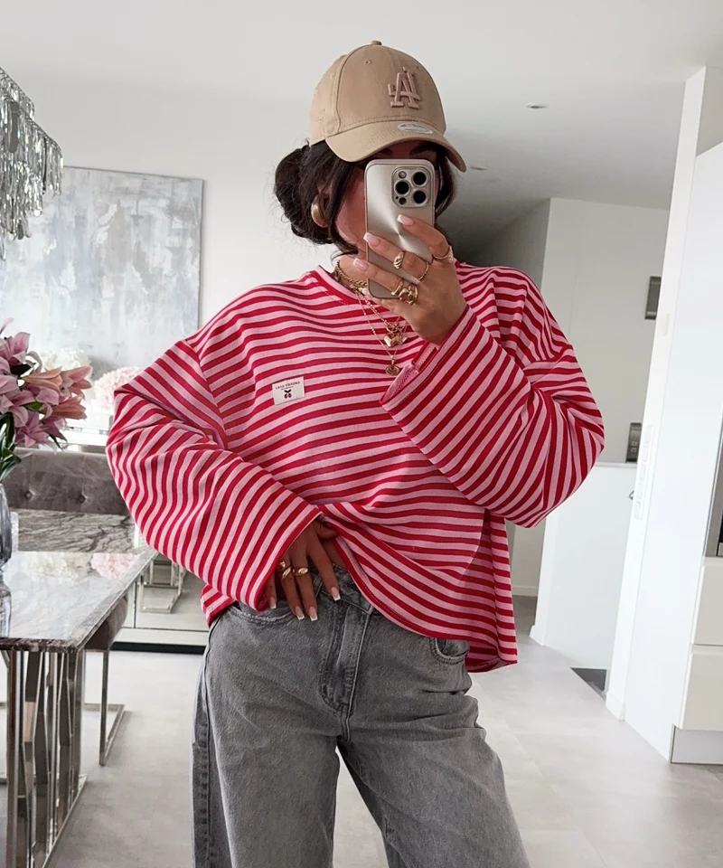 Langarmshirt Mixa Streifen Rot