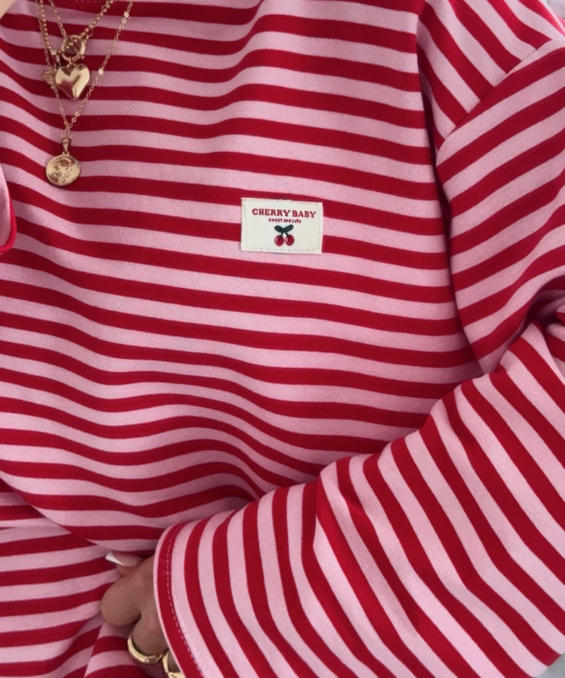 Langarmshirt Mixa Streifen Rot