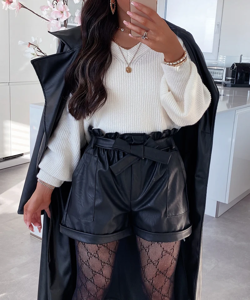 Leder Shorts Malaysia Schwarz