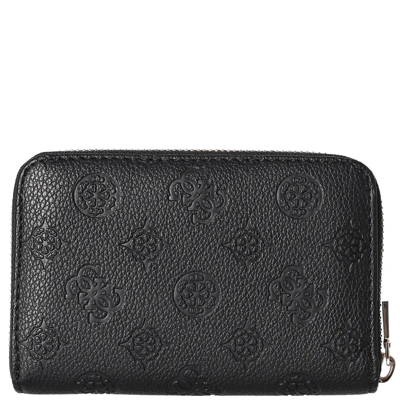 Guess Ella Logo SLG Medium Zip - Cartera 4cc 14 cm (black logo)