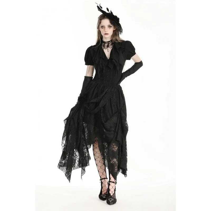 Unregelmäßiger Gothic-Spitzenrock für Damen