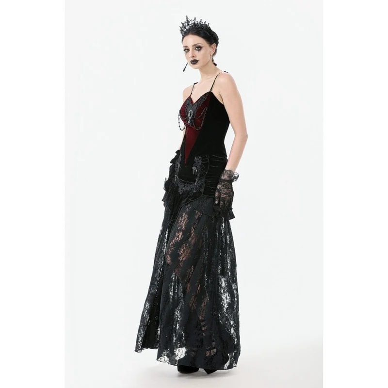 Gothic-Überbrustkorsett aus Samt mit Metallkette in Kontrastfarbe für Damen