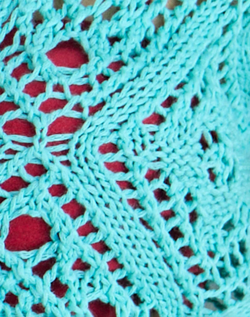 Mirea Shrug-Top aus Häkel-Strick in Aqua Sky
