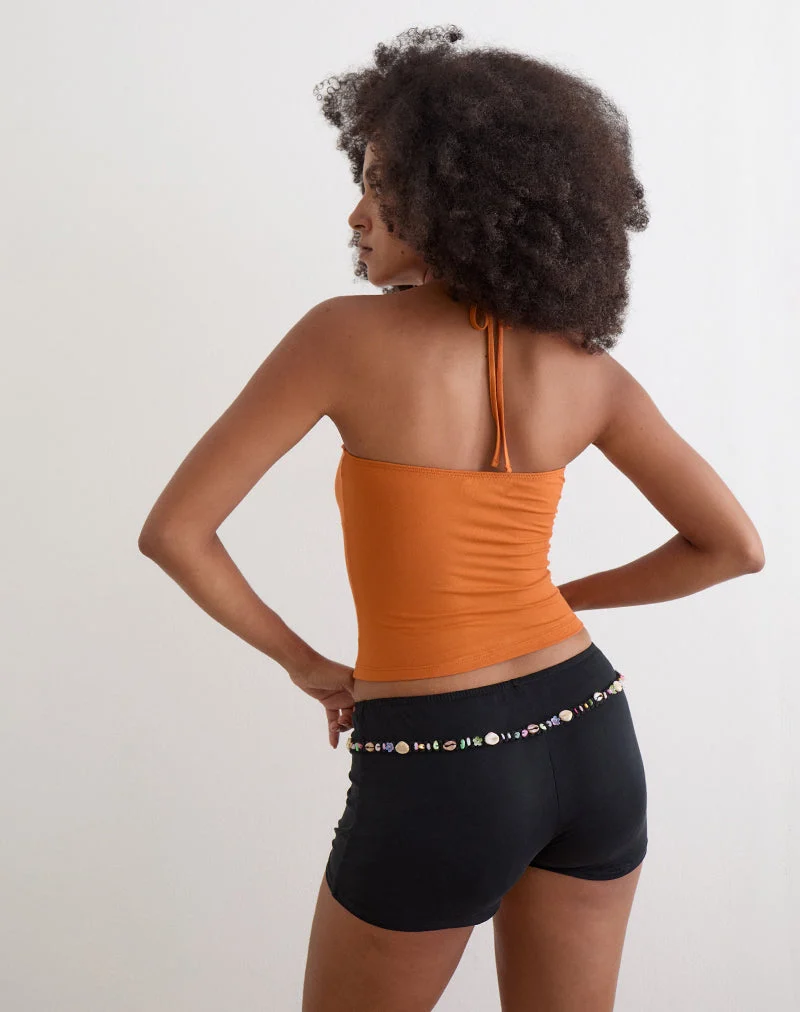 Nilo Micro-Shorts mit Muschelabsetz in Cupro-Schwarz