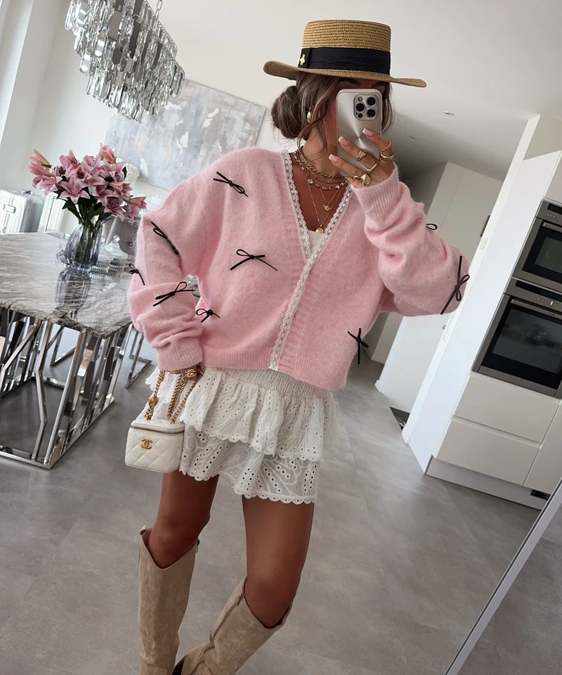 Schleifen Cardigan Alenya Rosa