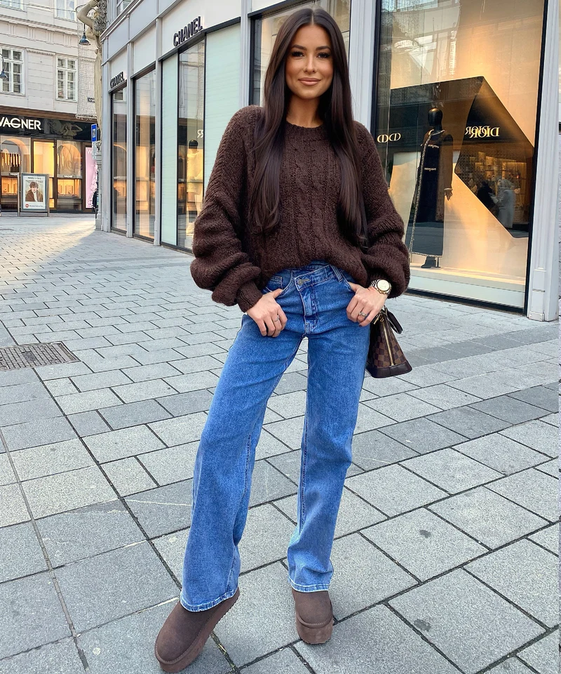 Stretch Straight Leg Jeans Galia Blau