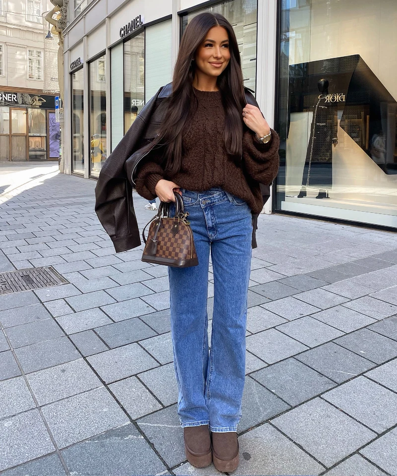 Stretch Straight Leg Jeans Galia Blau