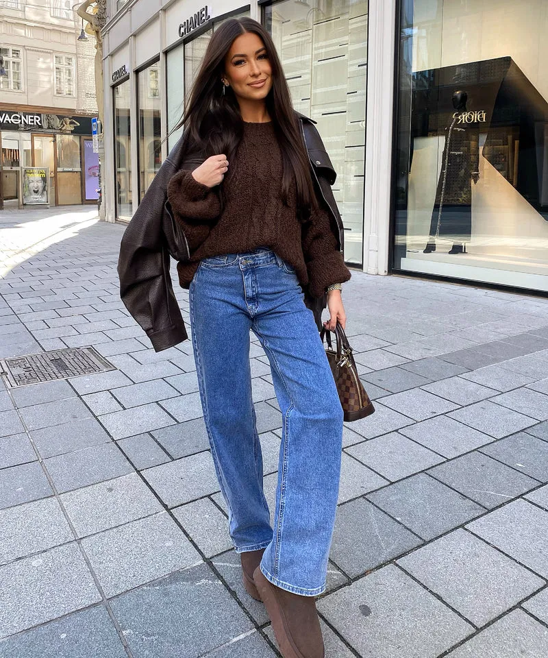 Stretch Straight Leg Jeans Galia Blau