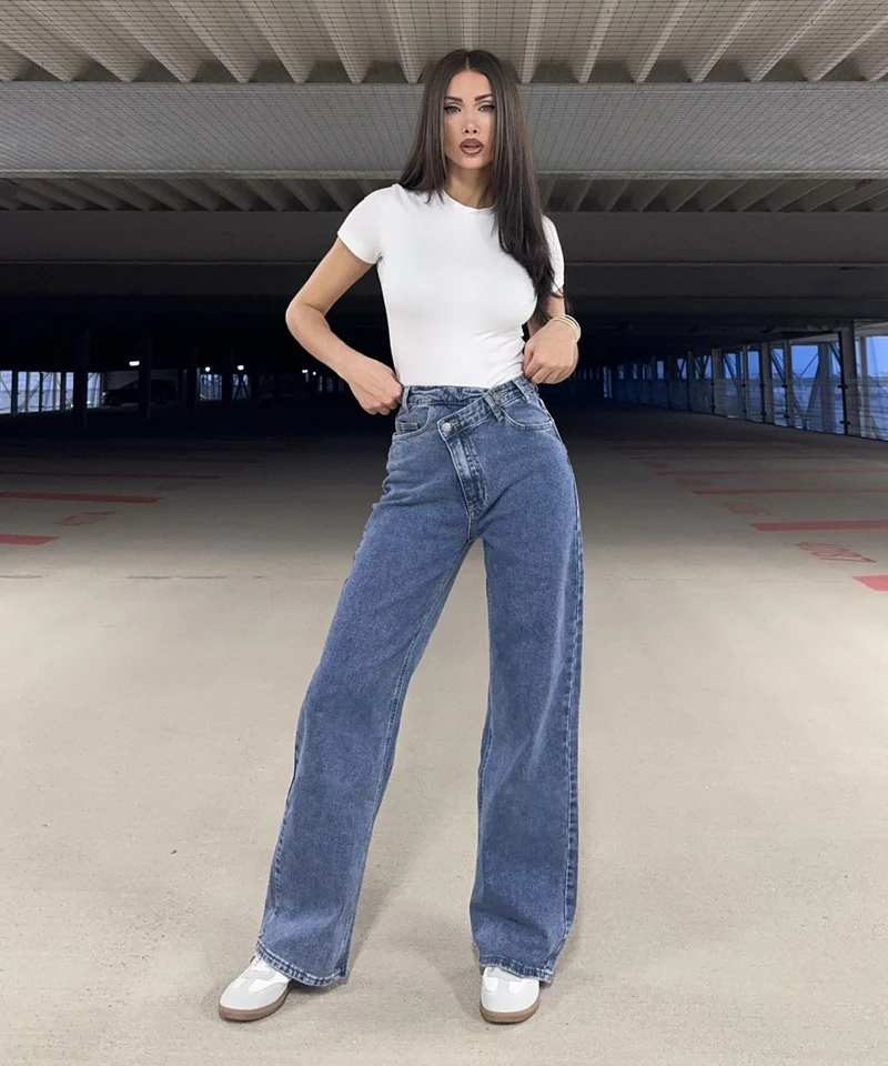 Stretch Straight Leg Jeans Galia Blau