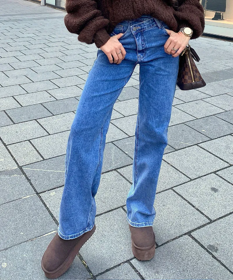 Stretch Straight Leg Jeans Galia Blau