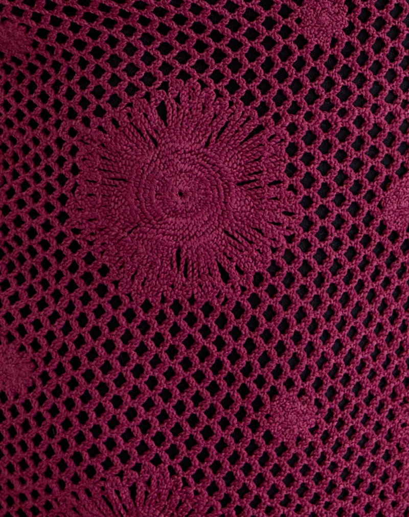 Kaku-Minikleid aus Häkel-Strick in der Farbe „Zinfandel“