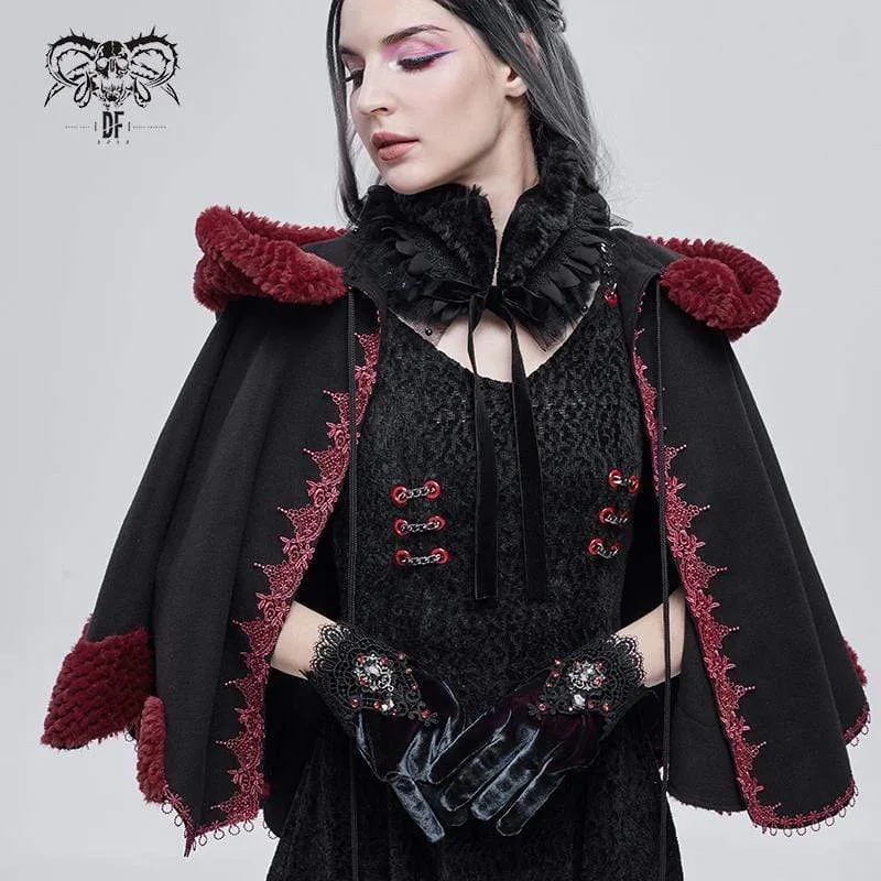 Gothic Handschuhe mit floralen Farbverlauf für Damen
