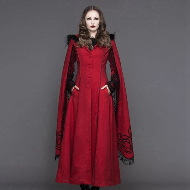 Gothic-Mantel für Damen mit Engelsärmeln und Quasten