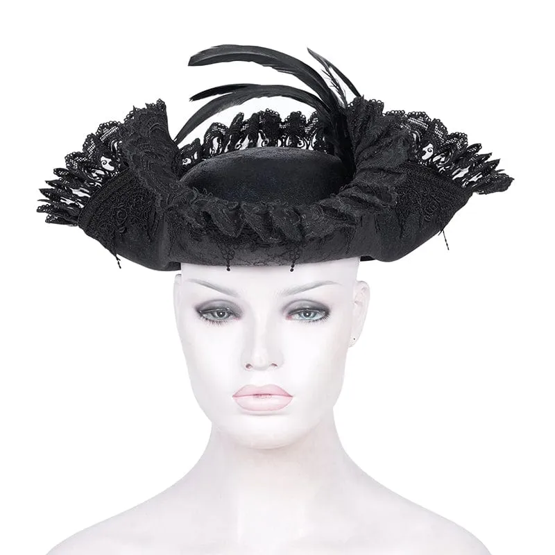 Gothic-Mützen aus gefiederter Spitze für Damen