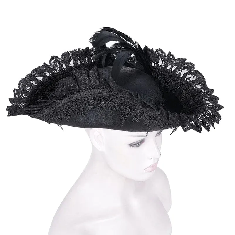 Gothic-Mützen aus gefiederter Spitze für Damen