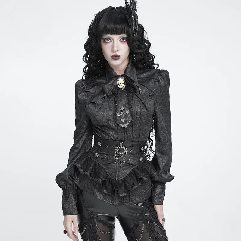 Gothic-Gürtel für Damen mit Rüschen, Schnallen und Schnürung