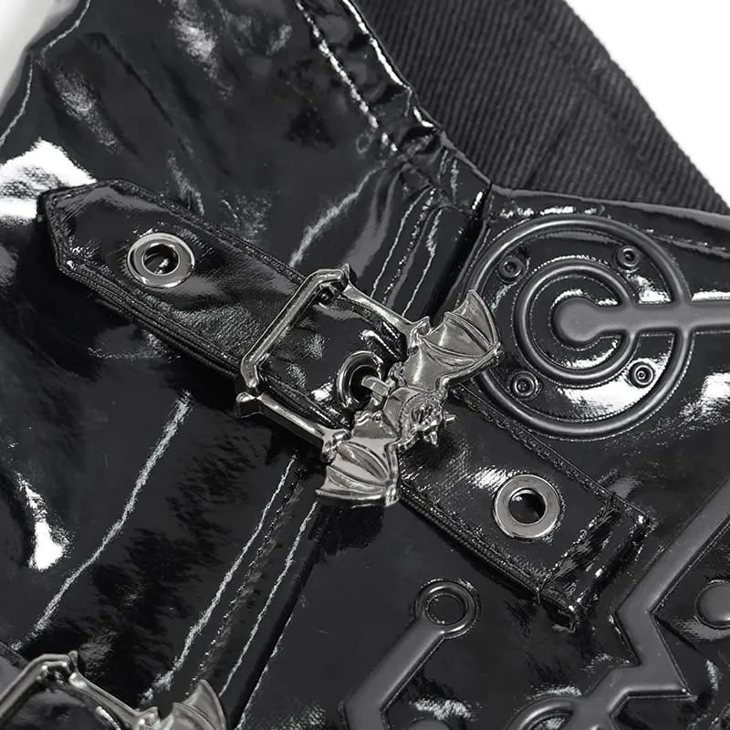 Punk-Unterbrustkorsett für Damen mit Schnallenriemen und Schnürung