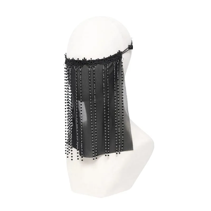 Gothic-Maske für Damen mit Perlenquasten