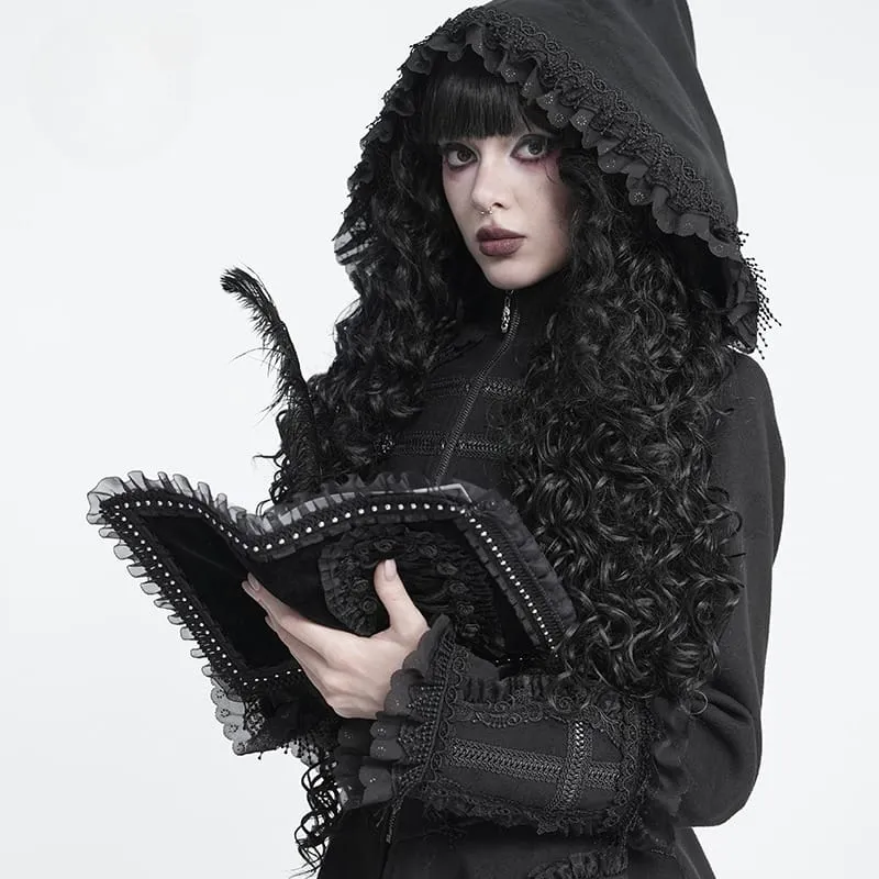 Notizbuchhülle im Gothic-Stil für Damen mit Rosen-Spitzenbesatz