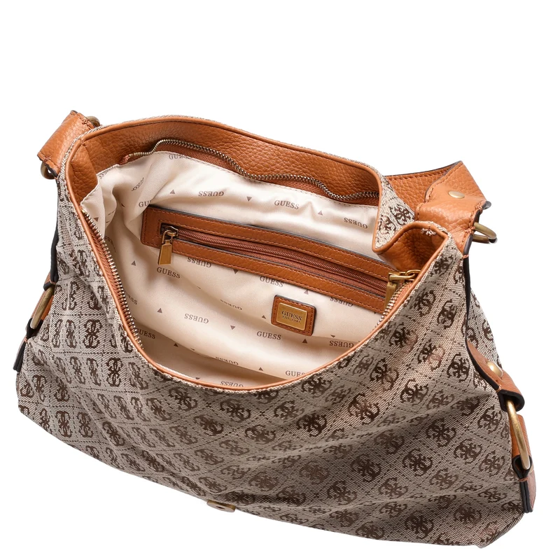 Guess Camden - Bolso bandolera 35 cm (latte logo/cognac)