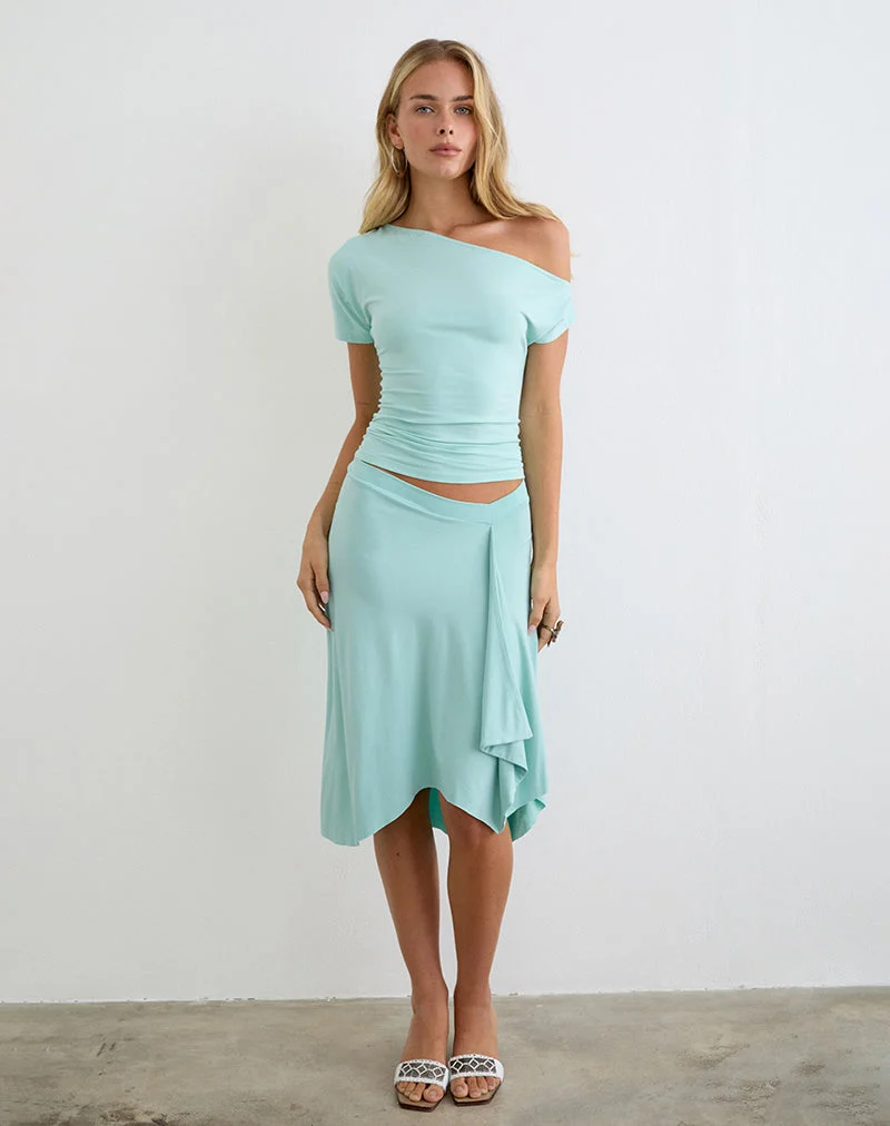 Danama One-Shoulder-Top aus Rayon-Jersey in Aqua