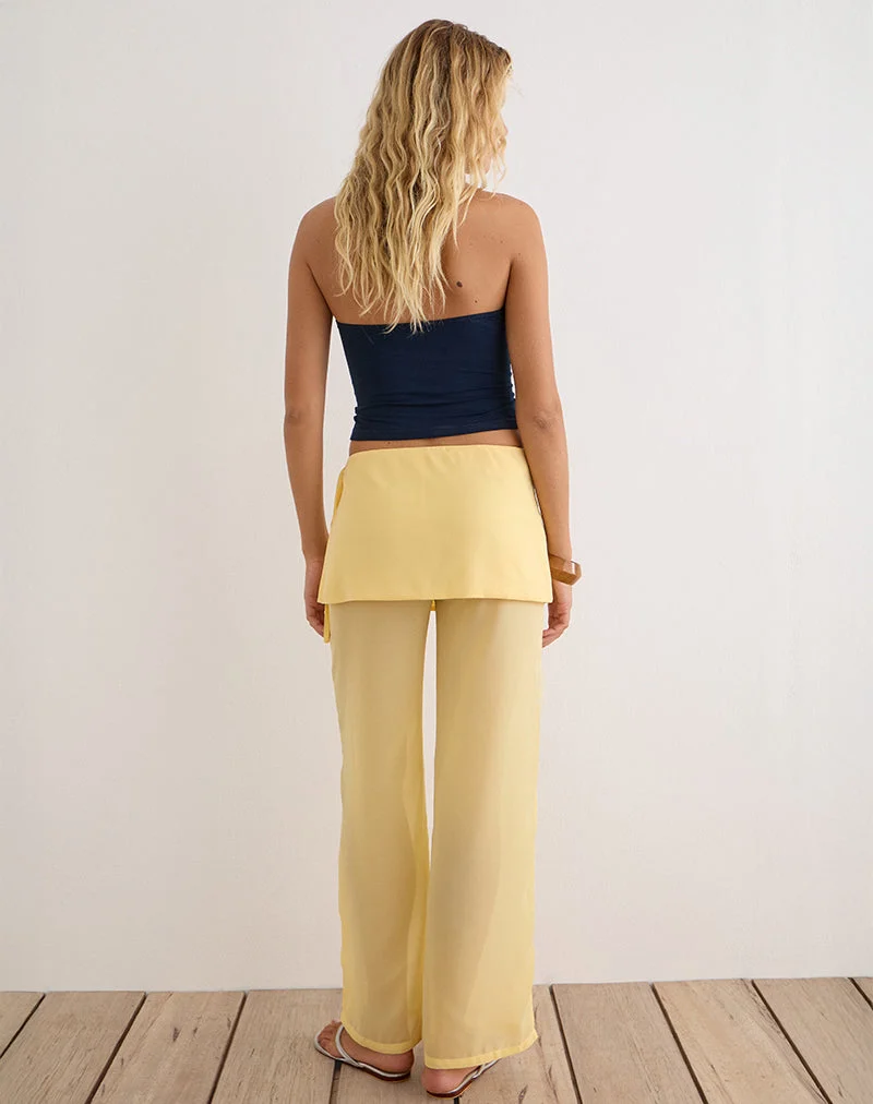 Hose „Eluna“ aus Chiffon in Pastellgelb